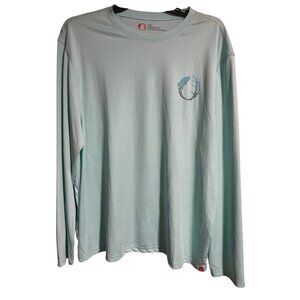 The American Outdoorsman Mens XXL Long Sleeve Shirt Light Blue Polyester Fishing